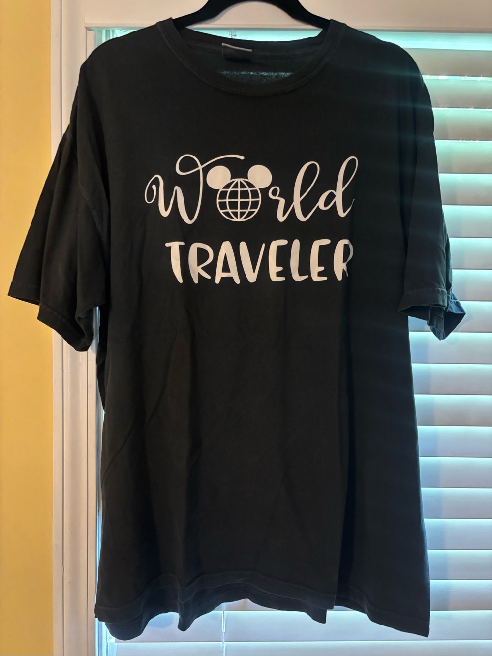 Disney Comfort Colors Black "World Traveler" Short Sleeve Tee